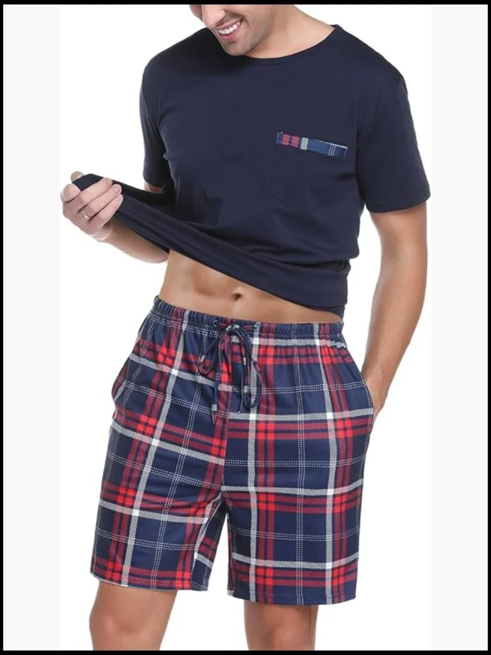 Cotton Spandex Pajama Set Short Sleeve Sleepwear Lounge Set